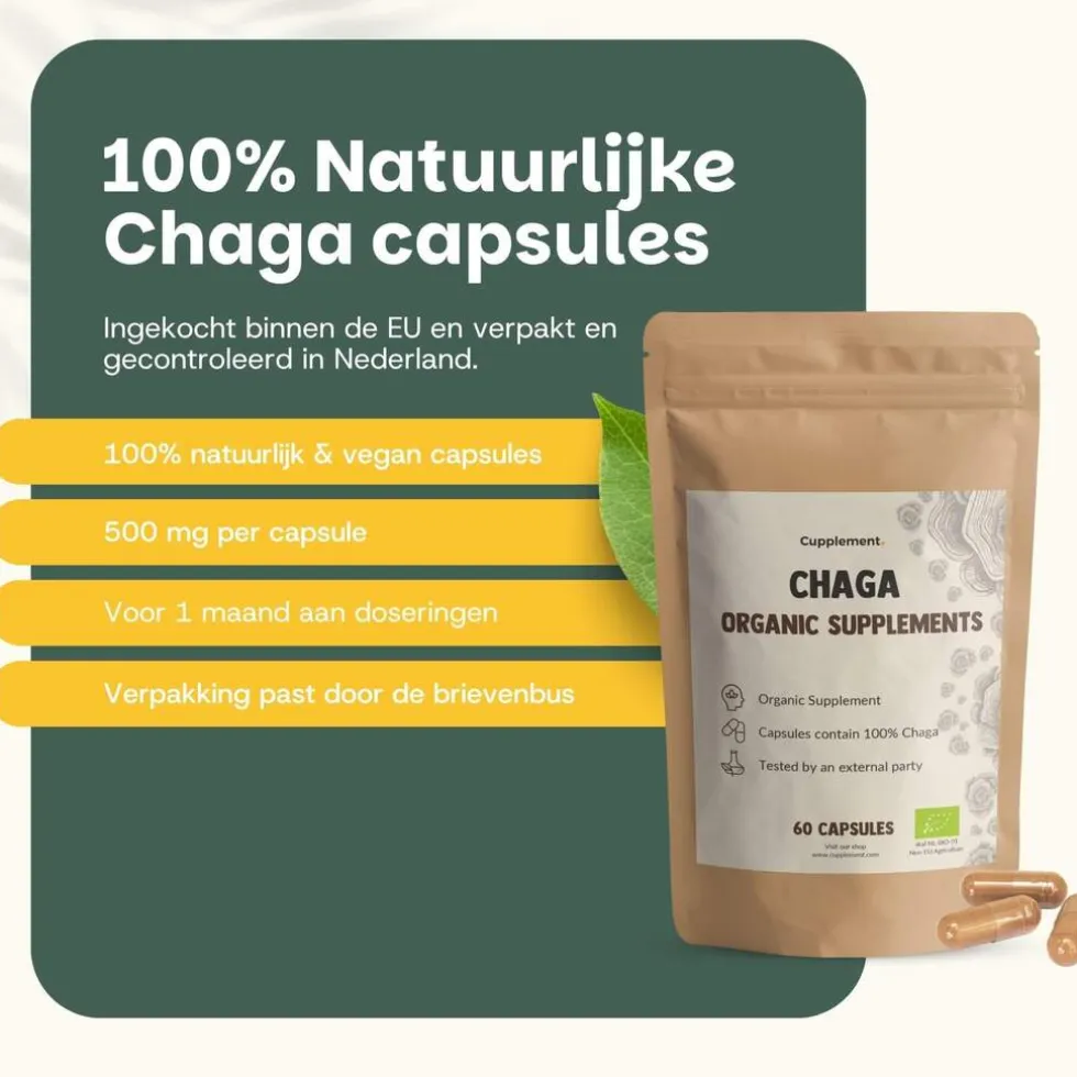 20% korting | Cupplement Chaga Capsules 500 mg Biologisch