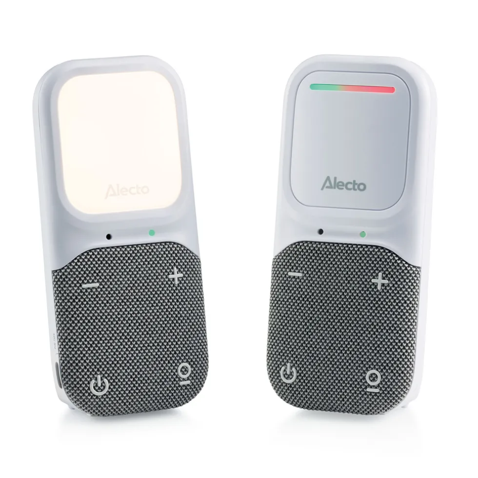 Alecto DBX135 - Moderne Full Eco audio babyfoon met heldere DECT-geluidskwaliteit, lange stand-by tijd en nachtlampje - Wit/Grijs