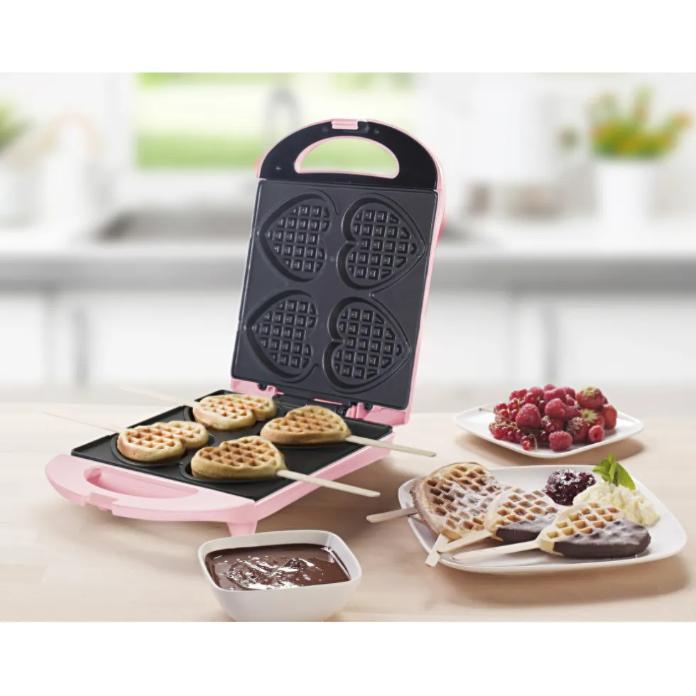 Bestron Wafelijzer Hartvormige Wafels Roze