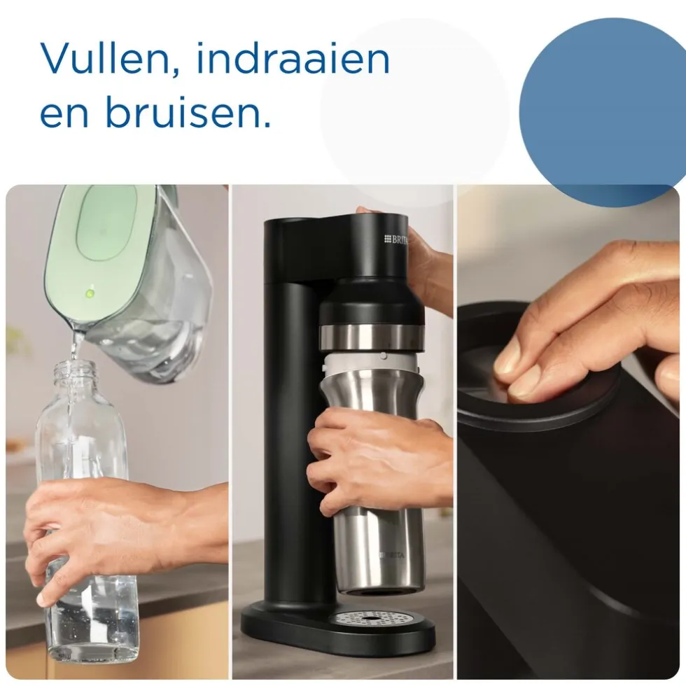 BRITA SodaTRIO RVS Grote Fles Zwart Single Unit
