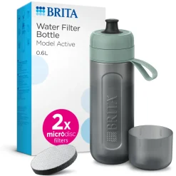 BRITA Waterfilterfles Active 0.6L Donkergroen inclusief 2 MicroDisc Single Unit