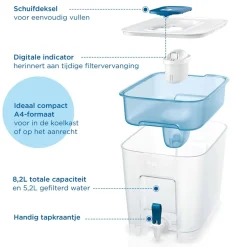 BRITA Waterfilterkan Flow Cool 8.2L Blauw incl. 1 MAXTRA PRO ALL-IN-1 Waterfilterpatroon