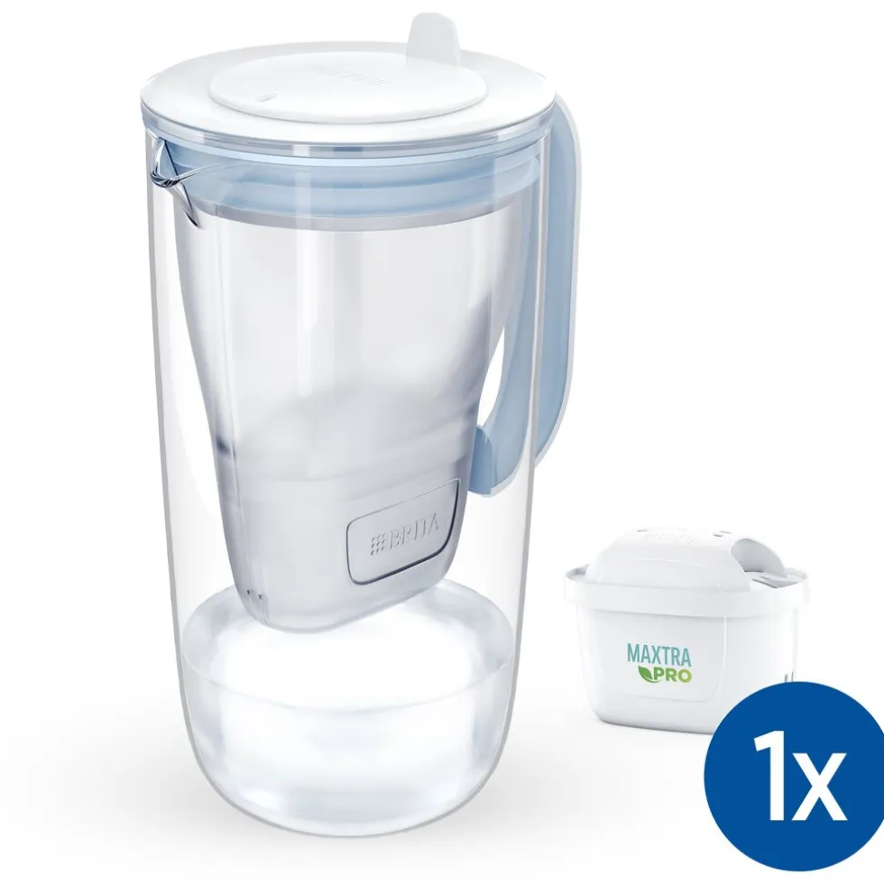 BRITA Waterfilterkan Glas 2.5L Blauw inclusief 1 MAXTRA PRO waterfilterpatroon Single Unit