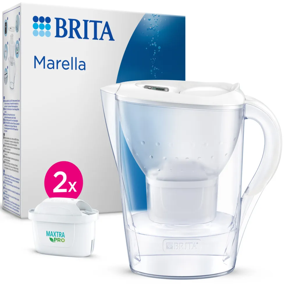 BRITA Waterfilterkan Marella Cool 2.4L Wit incl, 2 MAXTRA PRO waterfilterpatroon