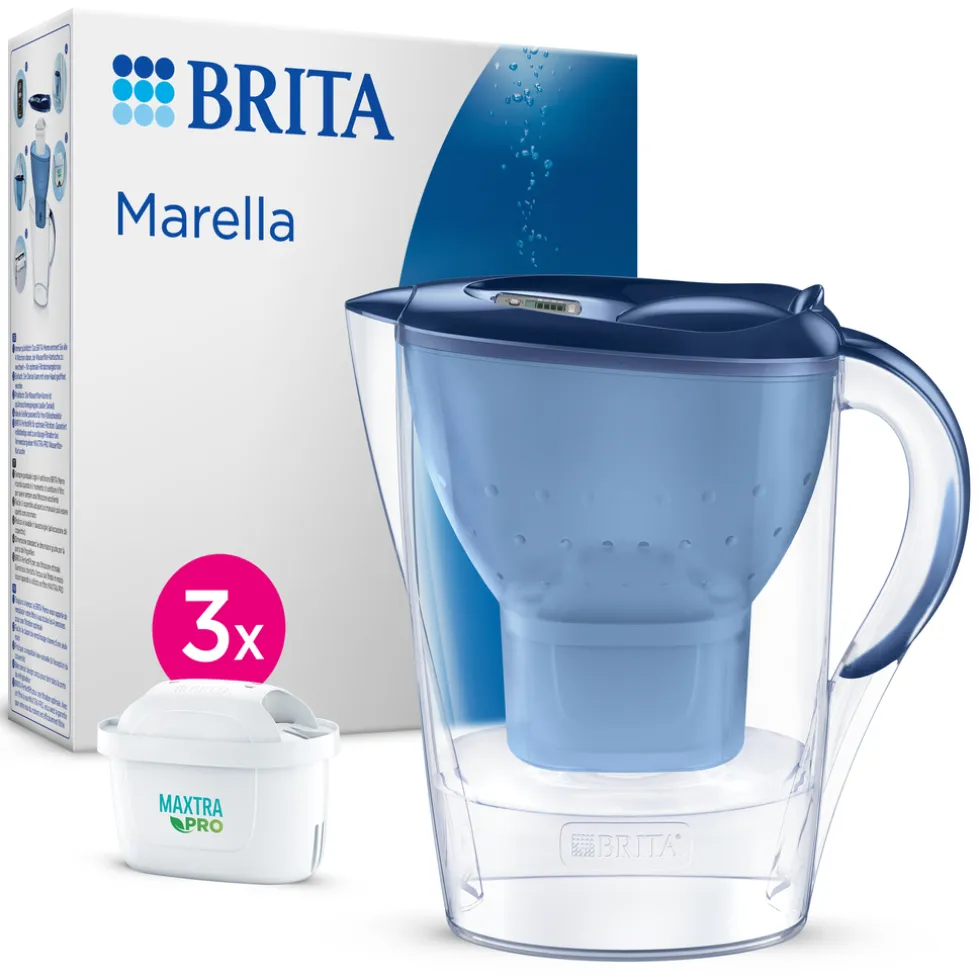 BRITA Waterfilterkan Marella Cool 2.4L Blauw incl, 3 MAXTRA PRO waterfilterpatroon
