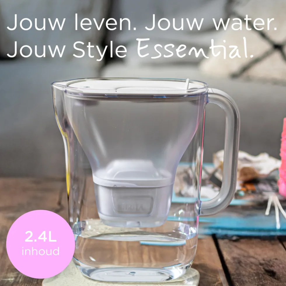 BRITA waterfilterkan Style Essential Wit (2,4L) incl. 4x MAXTRA PRO KALK EXPERT