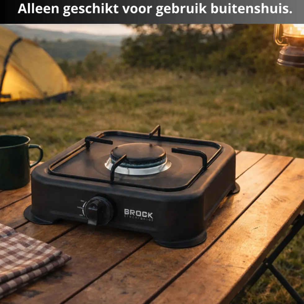 Brock Electronics draagbaar 1 pits gasfornuis camping kookstel