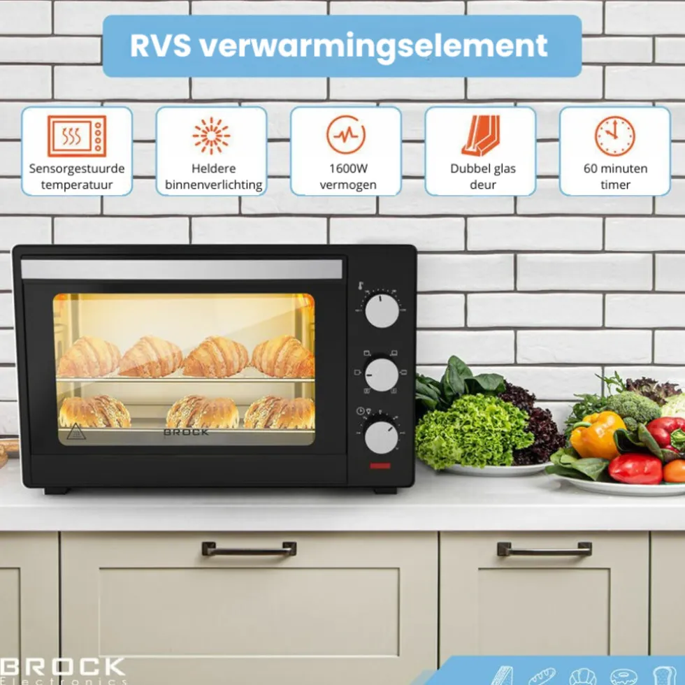 Brock Electronics elektrische mini vrijstaande convectie grill oven