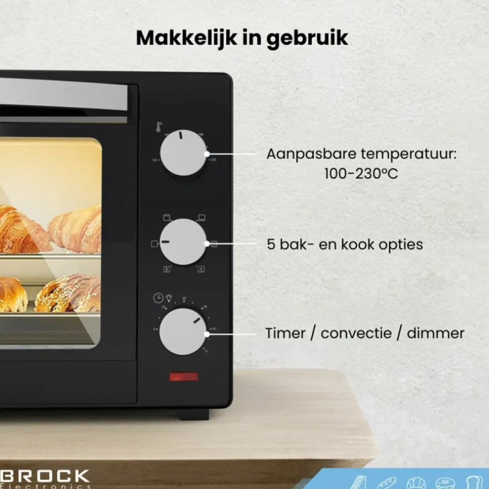 Brock Electronics elektrische mini vrijstaande convectie grill oven