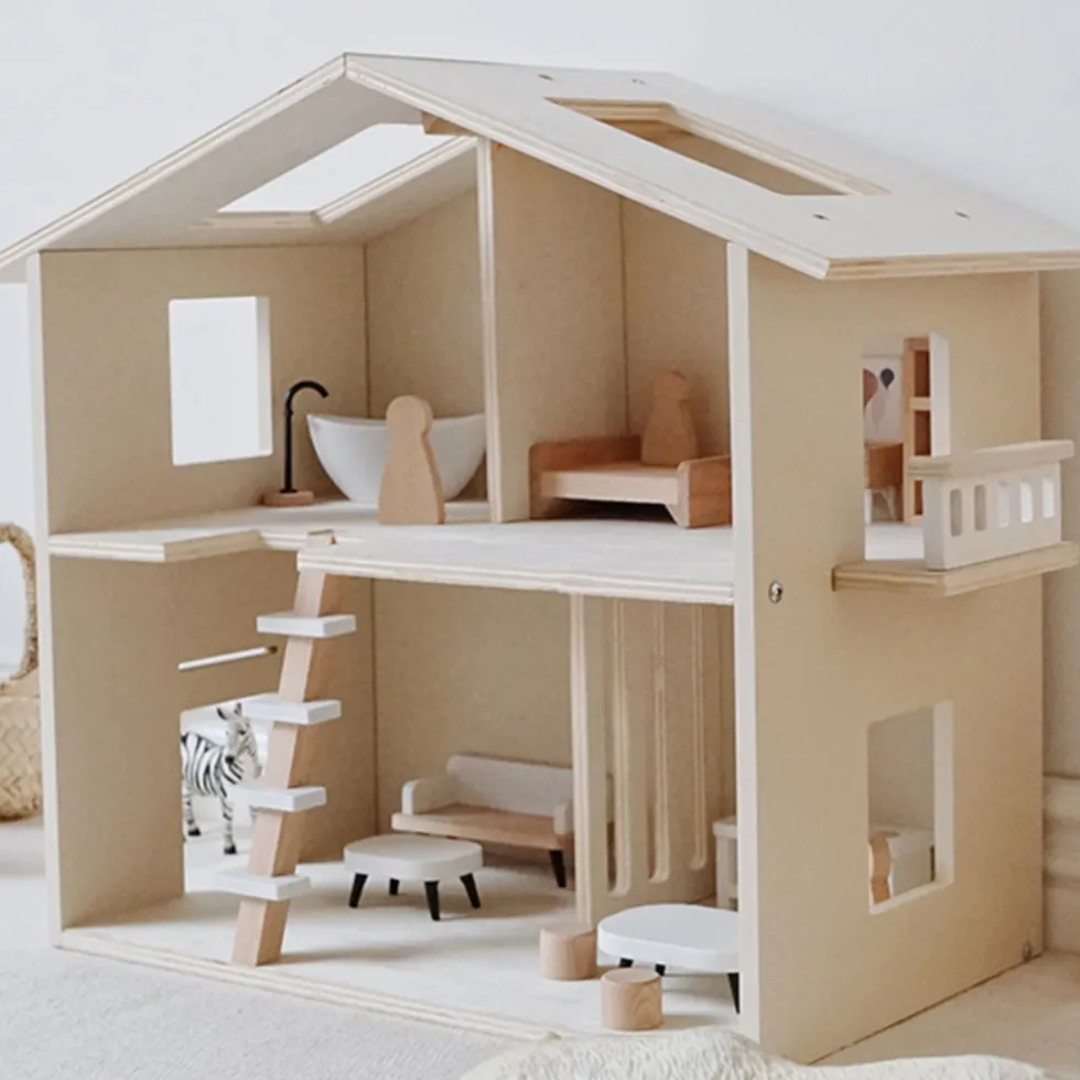 Buxibo Houten Poppenhuis Kinderhuis met Meubels