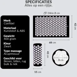 Confibel Acupressure Mat en Kussen Spijkermat + Kussen set + Triggerpoint bal