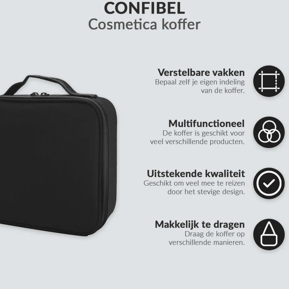 Confibel Cosmetica Koffer Make-up Koffer met verstelbare vakken