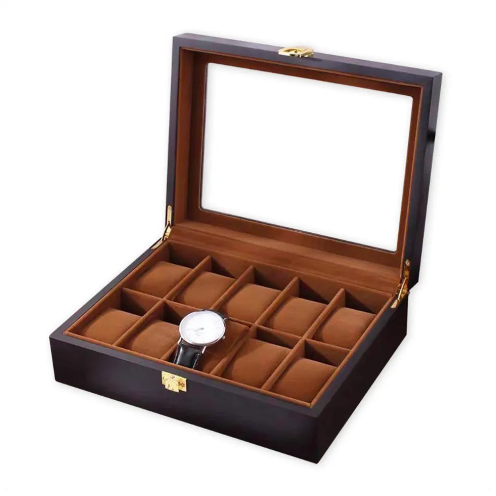 Confibel Horloge box voor uw juwelen en sieraden 10 compartimenten met kussentjes