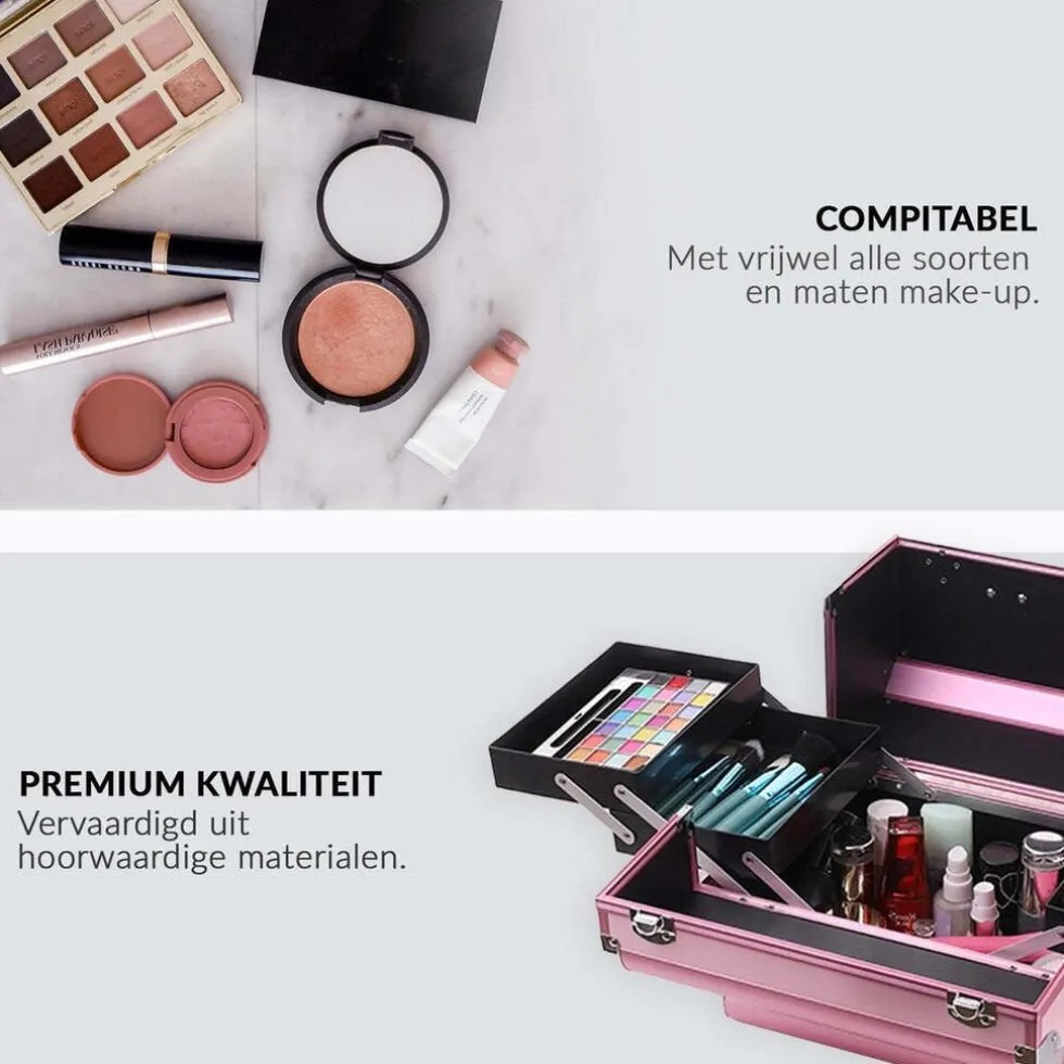 Confibel Opvouwbare Cosmetica Koffer 5 Opbergvakken Beauty Case