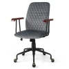 Costway Fluwelen Vintage Bureaustoel Met Kantelbare Rugleuning