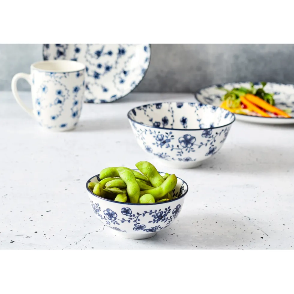 Cosy & Trendy 4 Stuks Flor Azul Kommetjes Porselein