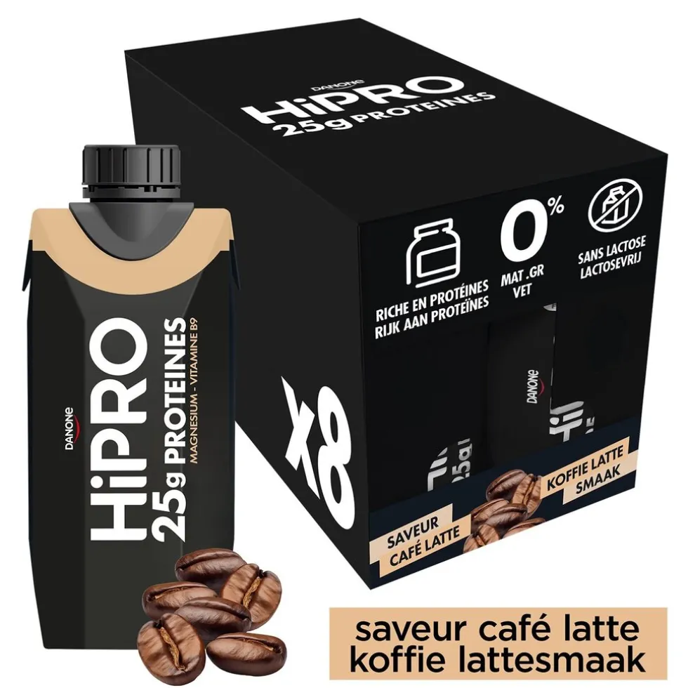 DANONE HiPRO Koffie Proteïneshake Voordeelverpakking 8 x 330ml
