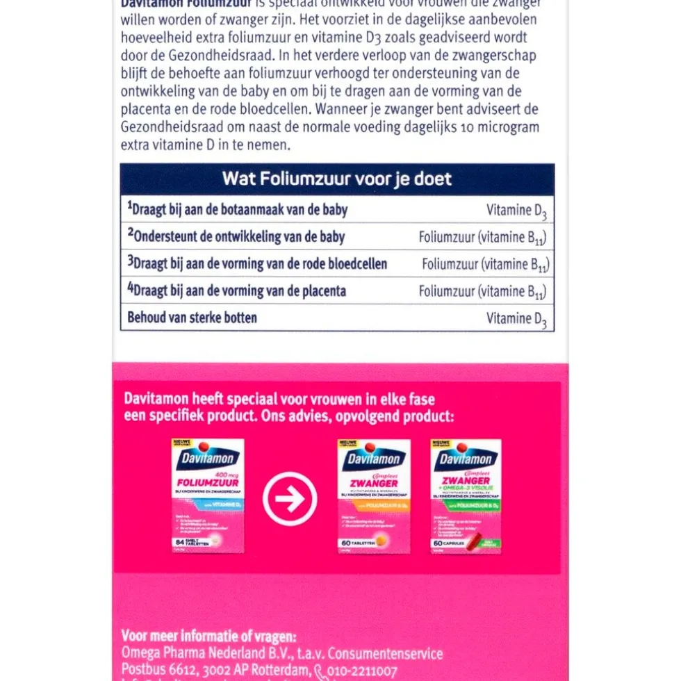 Davitamon Foliumzuur Extra Vitamine D3 Smelttabletten