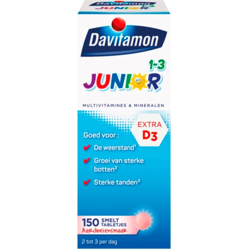 Davitamon Junior 1-3 Aardbei Smelttabletten
