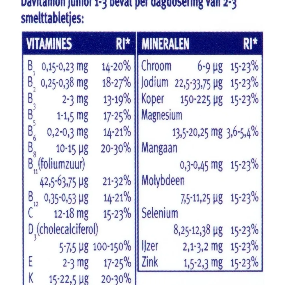 Davitamon Junior 1-3 Aardbei Smelttabletten