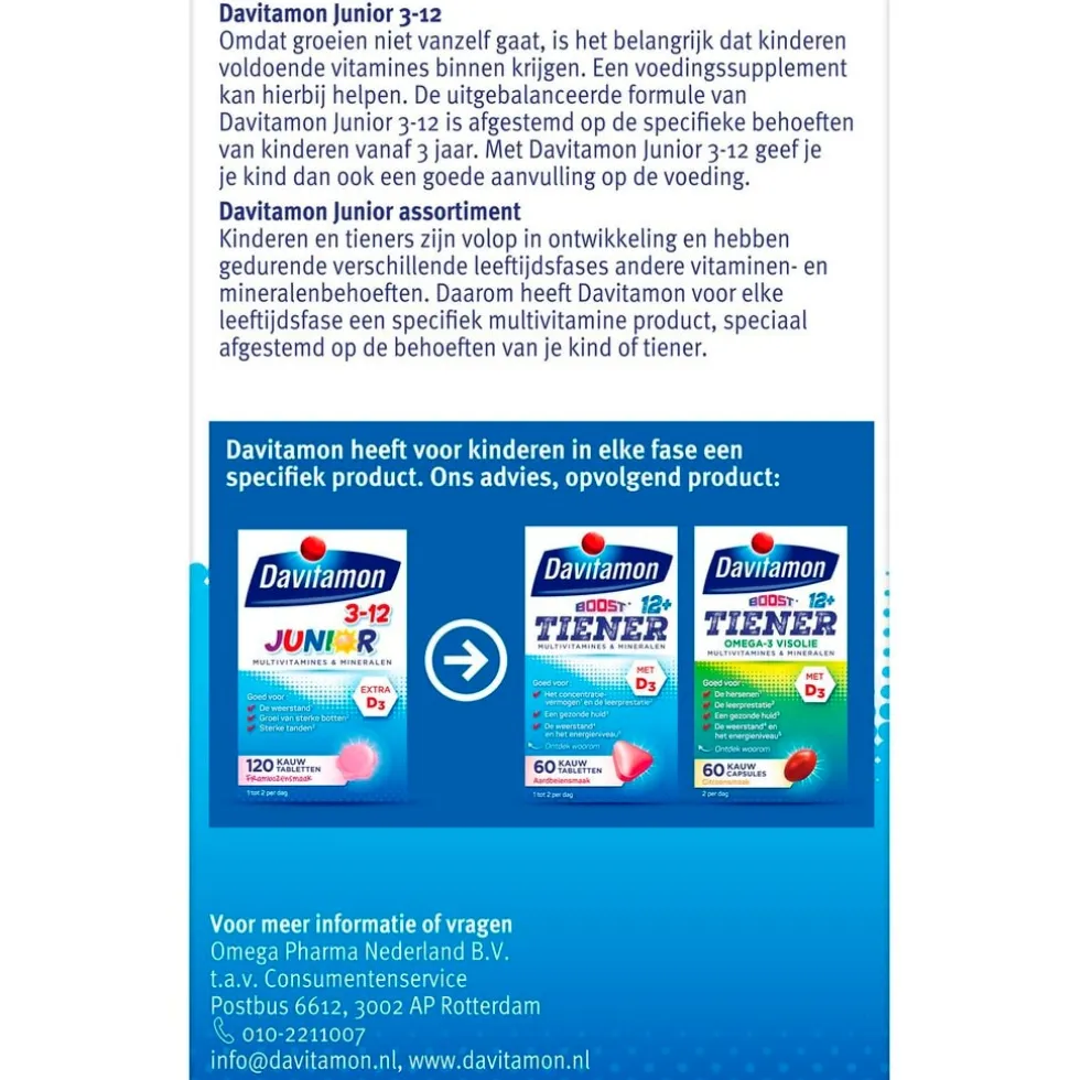 Davitamon Junior 3+ Framboos Kauwtabletten
