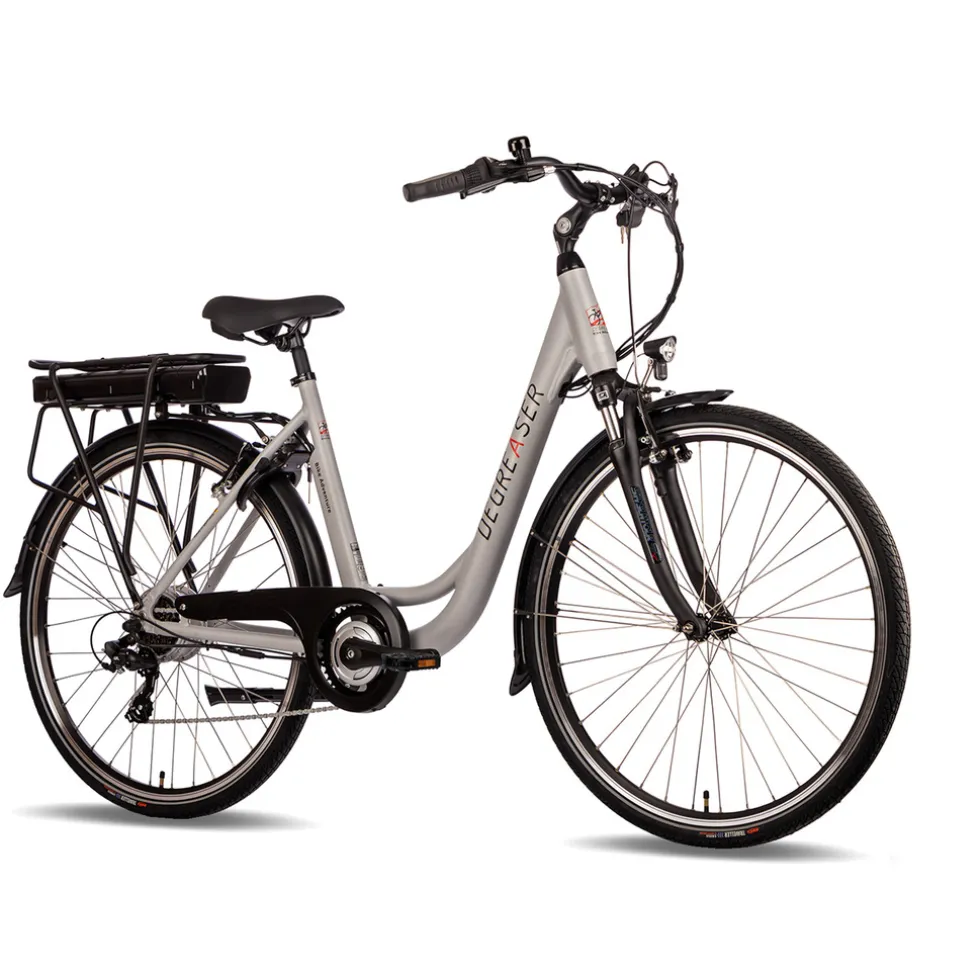 Degreaser dames ebike 45 cm 10.4 Ah 7sp zilver