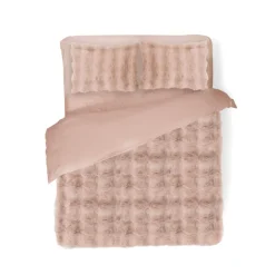 Eleganzzz Dekbedovertrek Bubble Pom Pom Rabbit Fur - pink 240x200/220cm