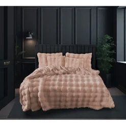 Eleganzzz Dekbedovertrek Bubble Pom Pom Rabbit Fur - pink 240x200/220cm