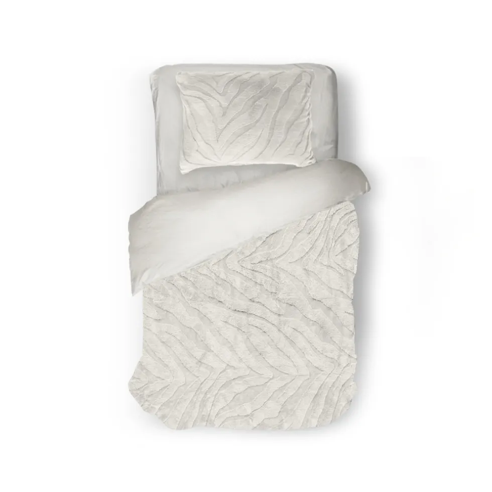 Eleganzzz Dekbedovertrek Bubble Pom Pom Rabbit Fur - off white 140x200/220cm