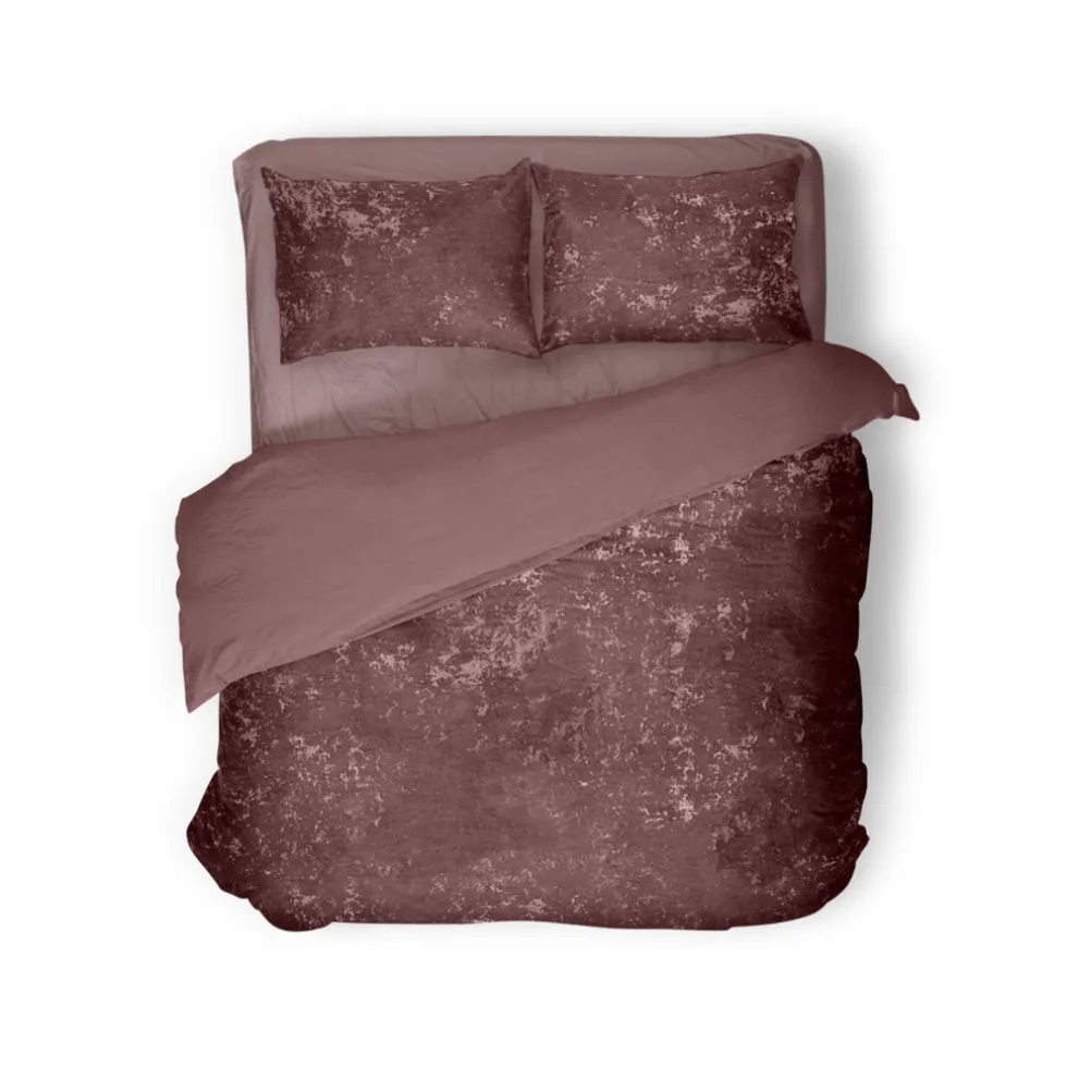 Eleganzzz Dekbedovertrek Crushed Velvet - rose 200x200/220cm