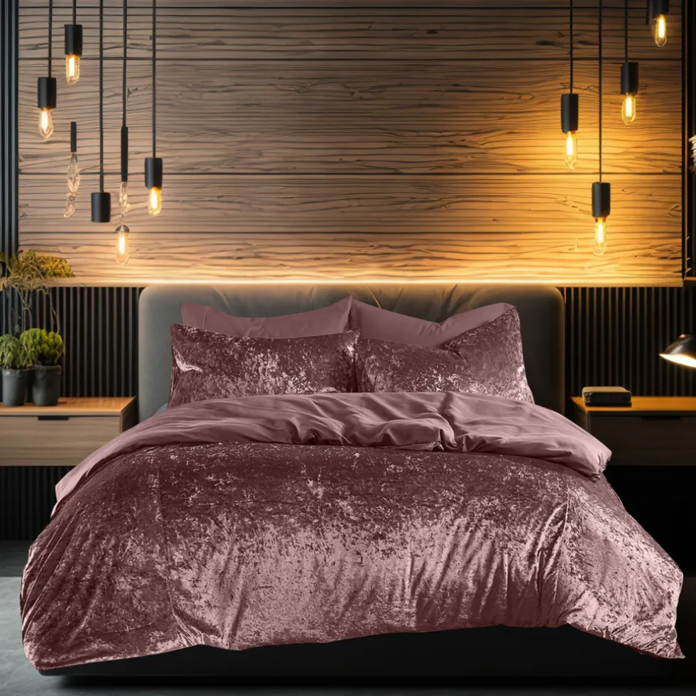 Eleganzzz Dekbedovertrek Crushed Velvet - rose 200x200/220cm
