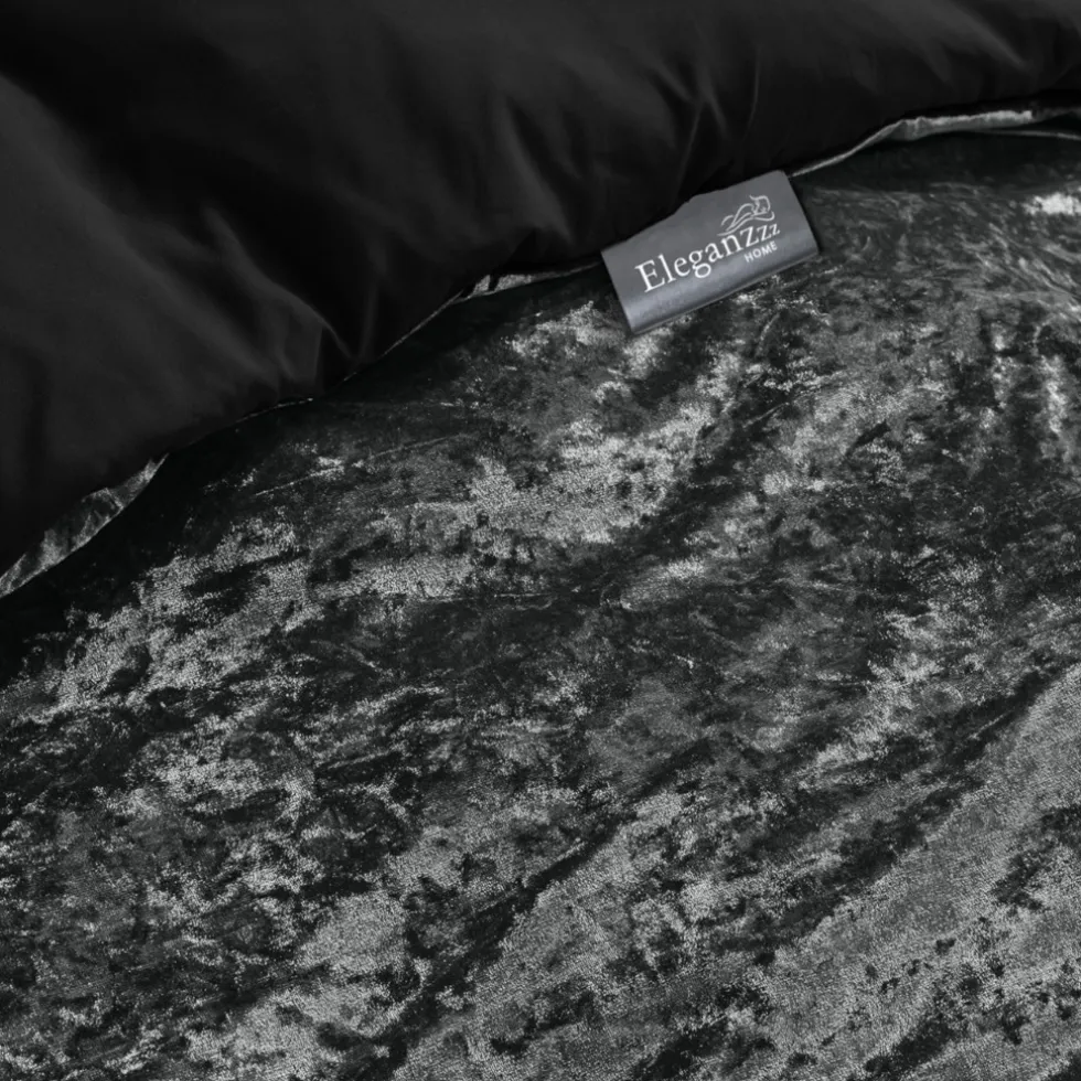 Eleganzzz Dekbedovertrek Crushed Velvet - black 140x200/220cm