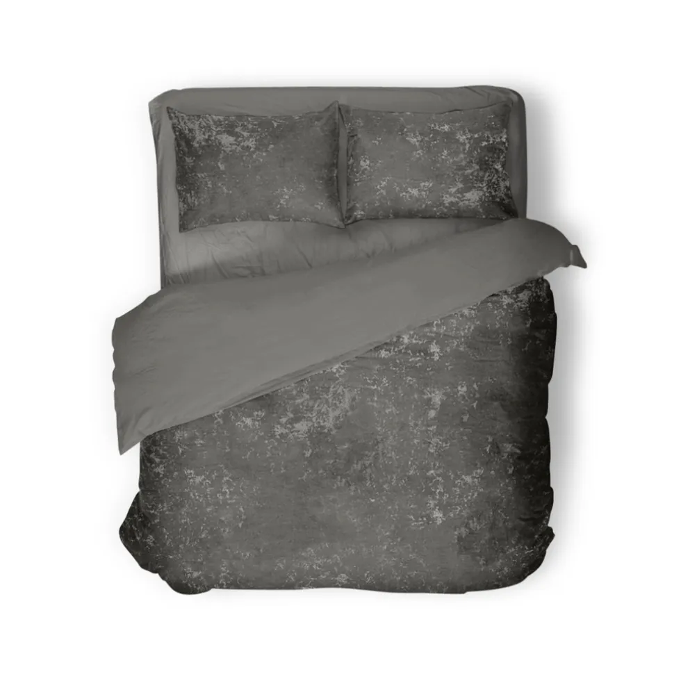 Eleganzzz Dekbedovertrek Crushed Velvet - dark grey 200x200/220cm