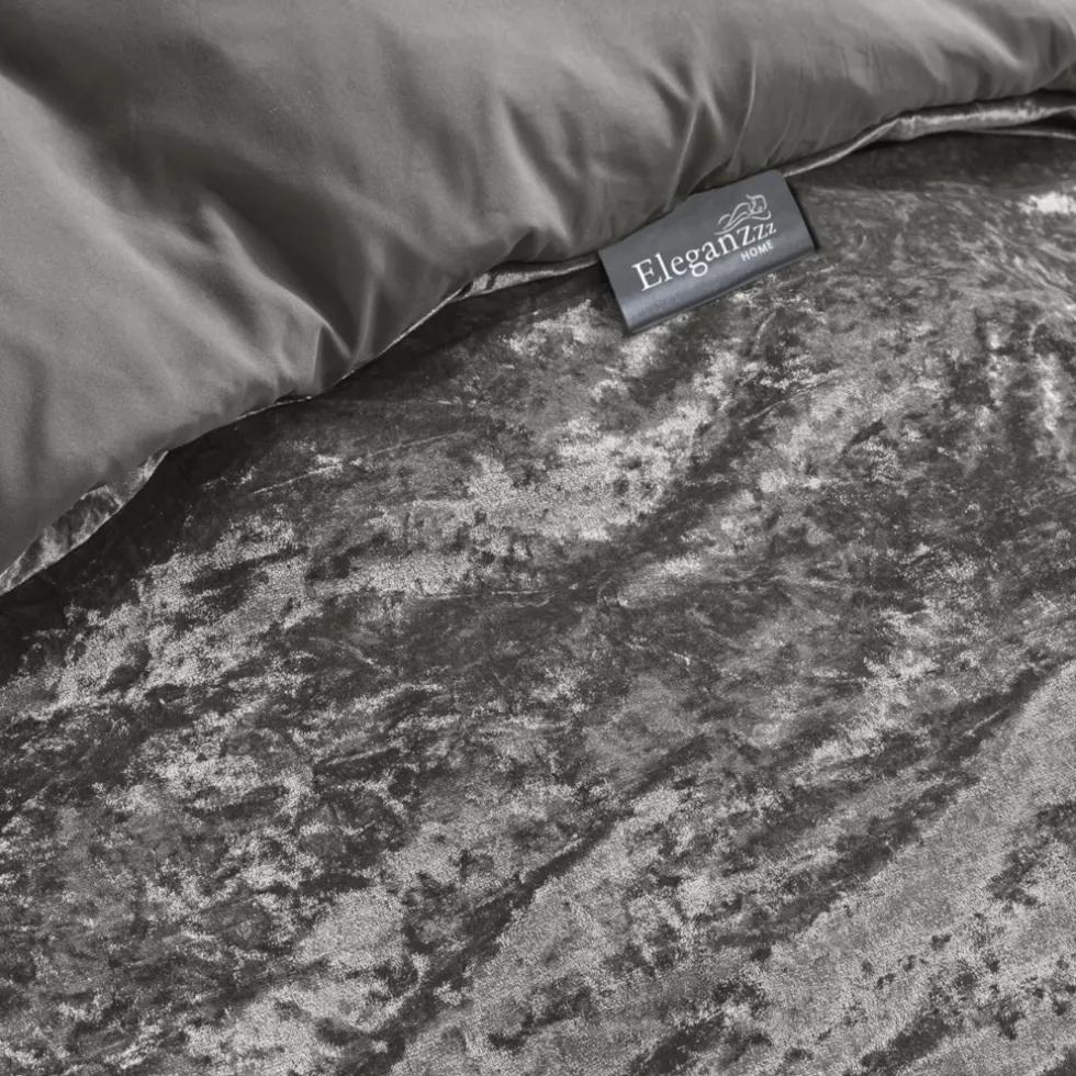 Eleganzzz Dekbedovertrek Crushed Velvet - dark grey 200x200/220cm