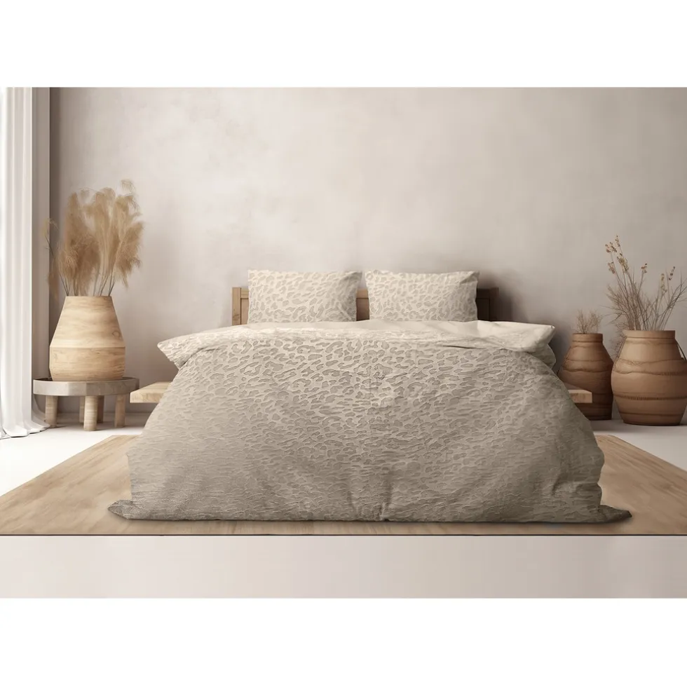 Eleganzzz Dekbedovertrek Micro Mink Leopard - royal sand 140x200/220cm