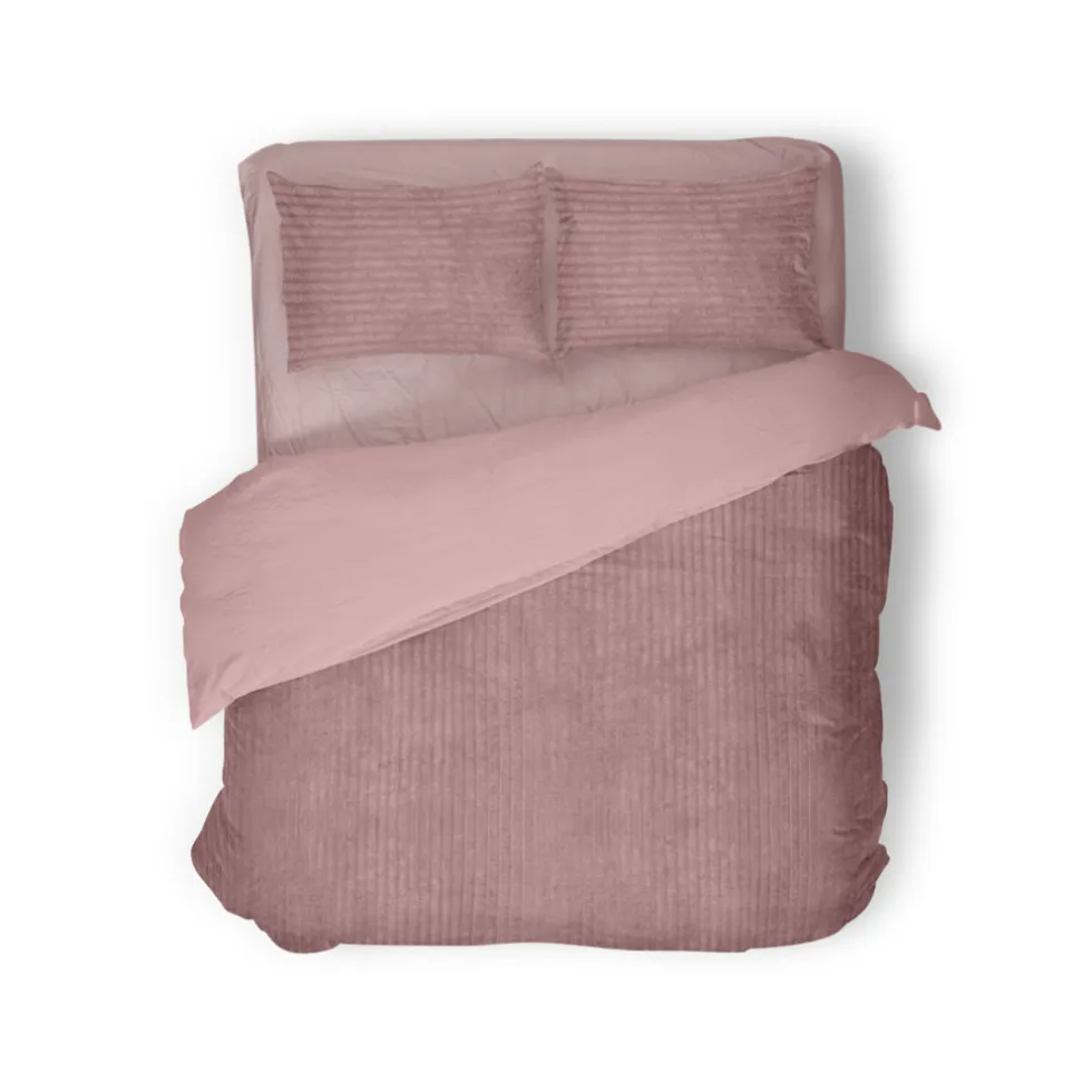 Eleganzzz Dekbedovertrek Teddy Rib Fleece - old rose 200x200/220cm