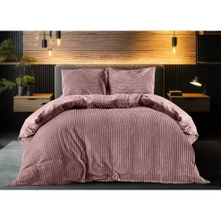 Eleganzzz Dekbedovertrek Teddy Rib Fleece - old rose 200x200/220cm