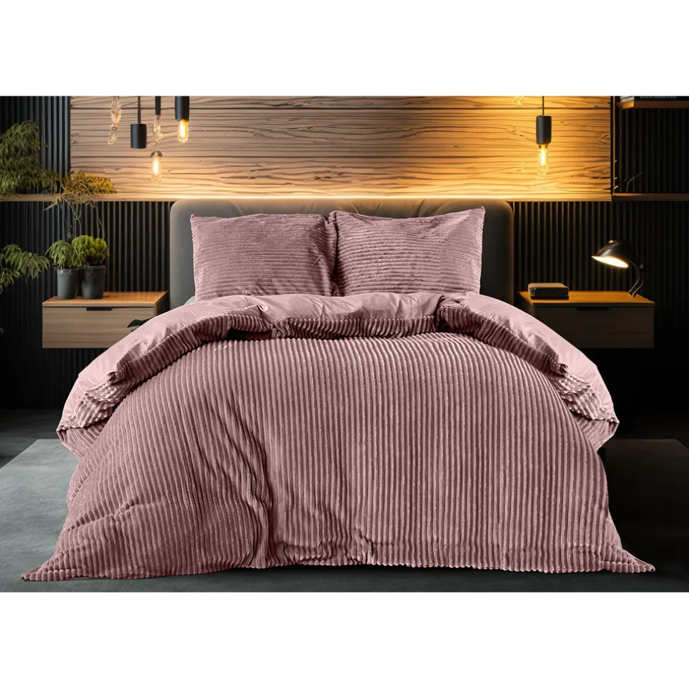 Eleganzzz Dekbedovertrek Teddy Rib Fleece - old rose 200x200/220cm
