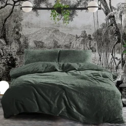 Eleganzzz Dekbedovertrek Teddy Pluche - bottle green 140x200/220cm