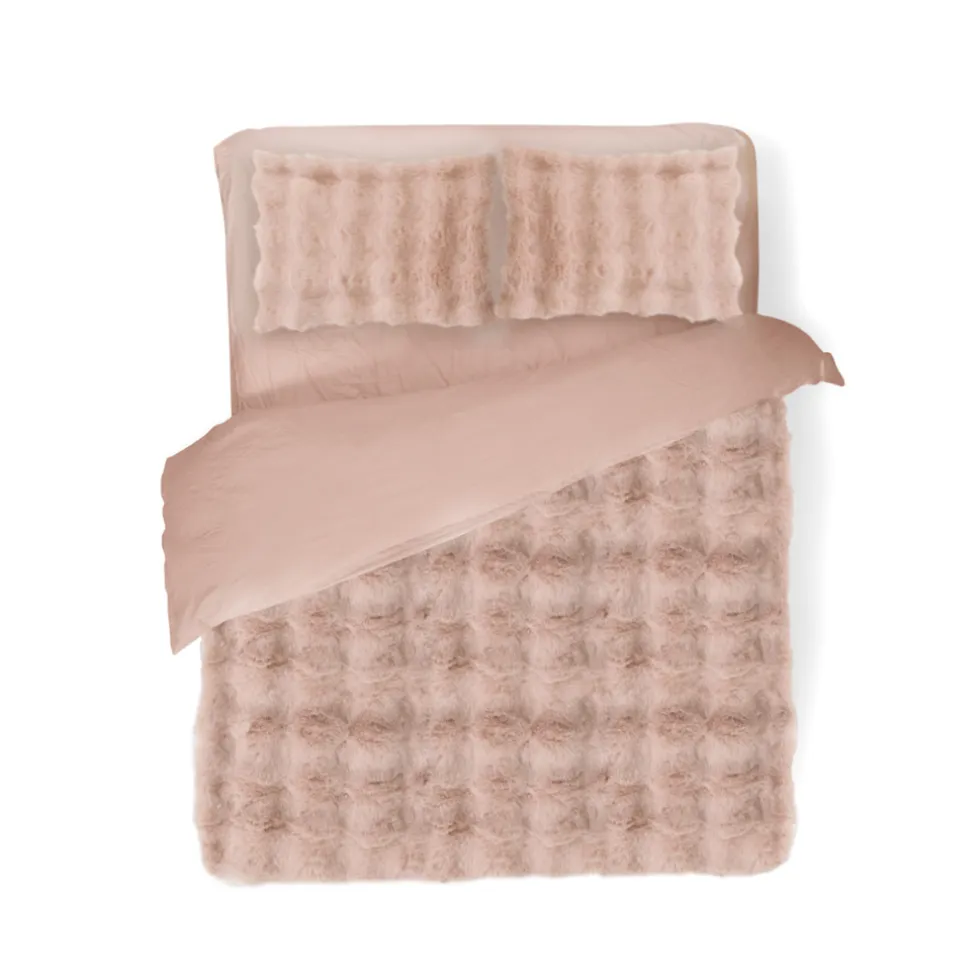 Eleganzzz Dekbedovertrek Bubble Pom Pom Rabbit Fur - pink 200x200/220cm