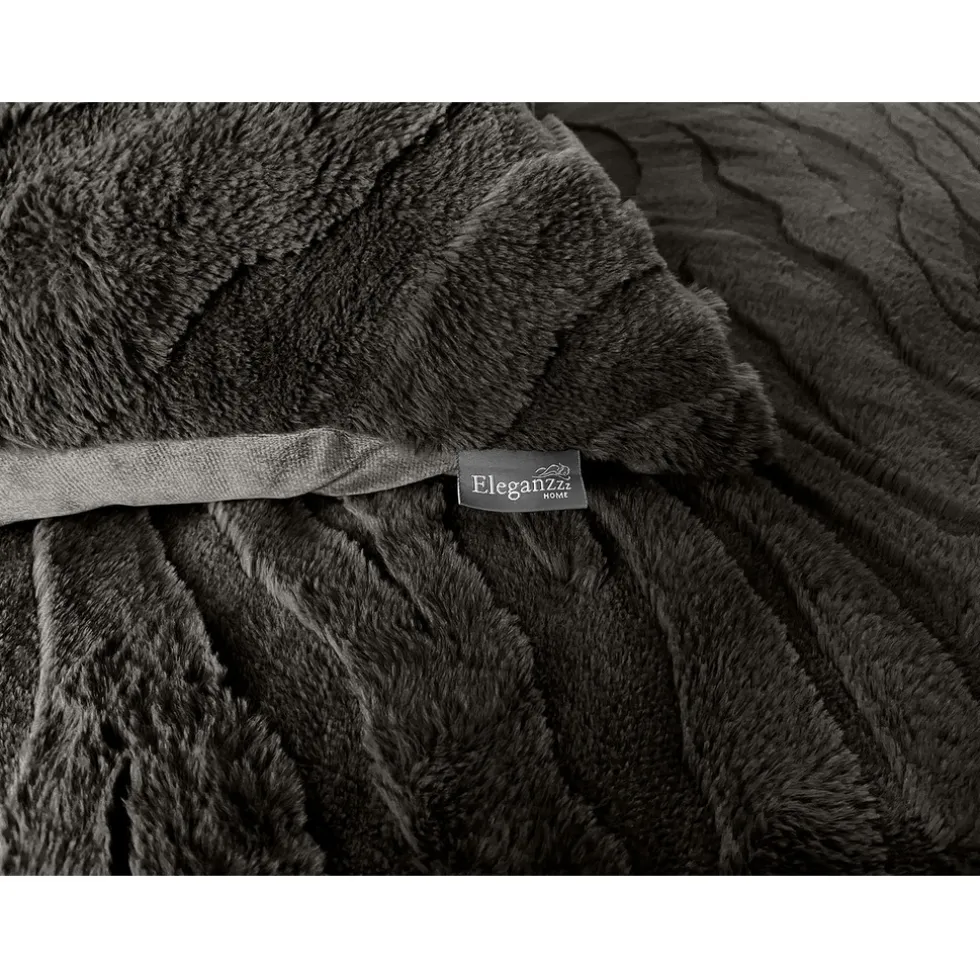 Eleganzzz Dekbedovertrek Jacquard Rabbit Fur - taupe grey 200x200/220cm