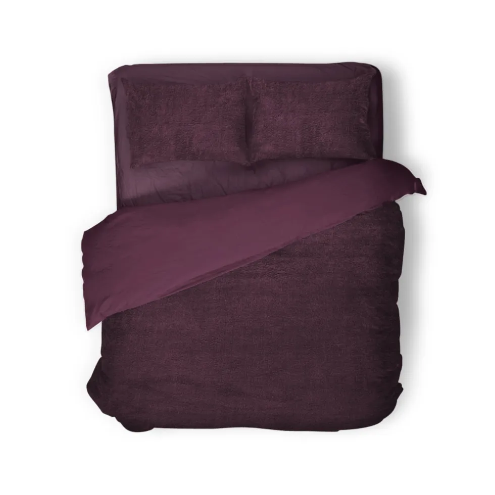 Eleganzzz Dekbedovertrek Teddy Pluche - bordeaux 240x200/220cm