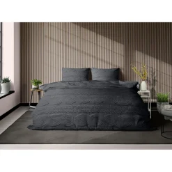 Eleganzzz Dekbedovertrek Jacquard Teddy Pluche - dark grey 140x200/220cm