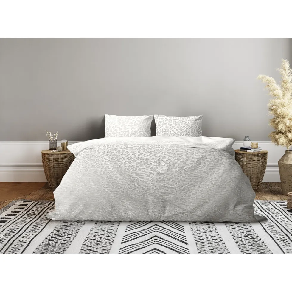 Eleganzzz Dekbedovertrek Micro Mink Leopard - off white 200x200/220cm