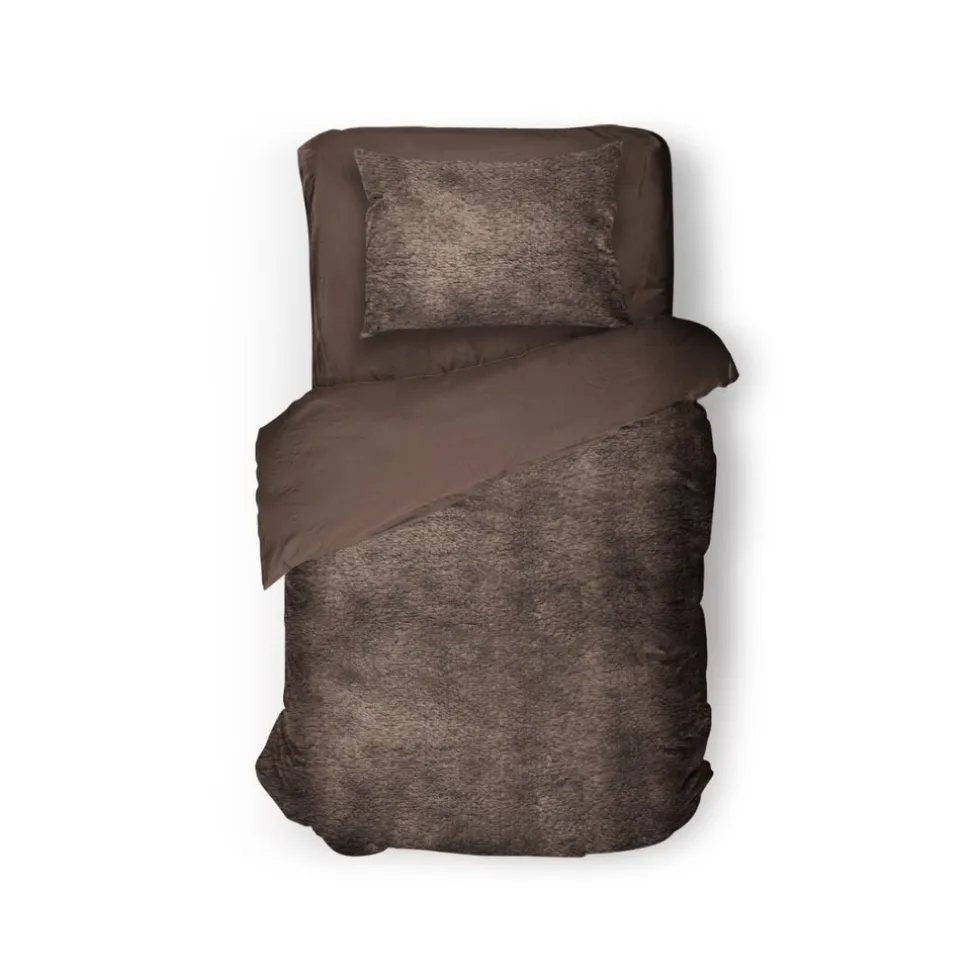 Eleganzzz Dekbedovertrek Flanel Fleece - brown 140x200/220cm