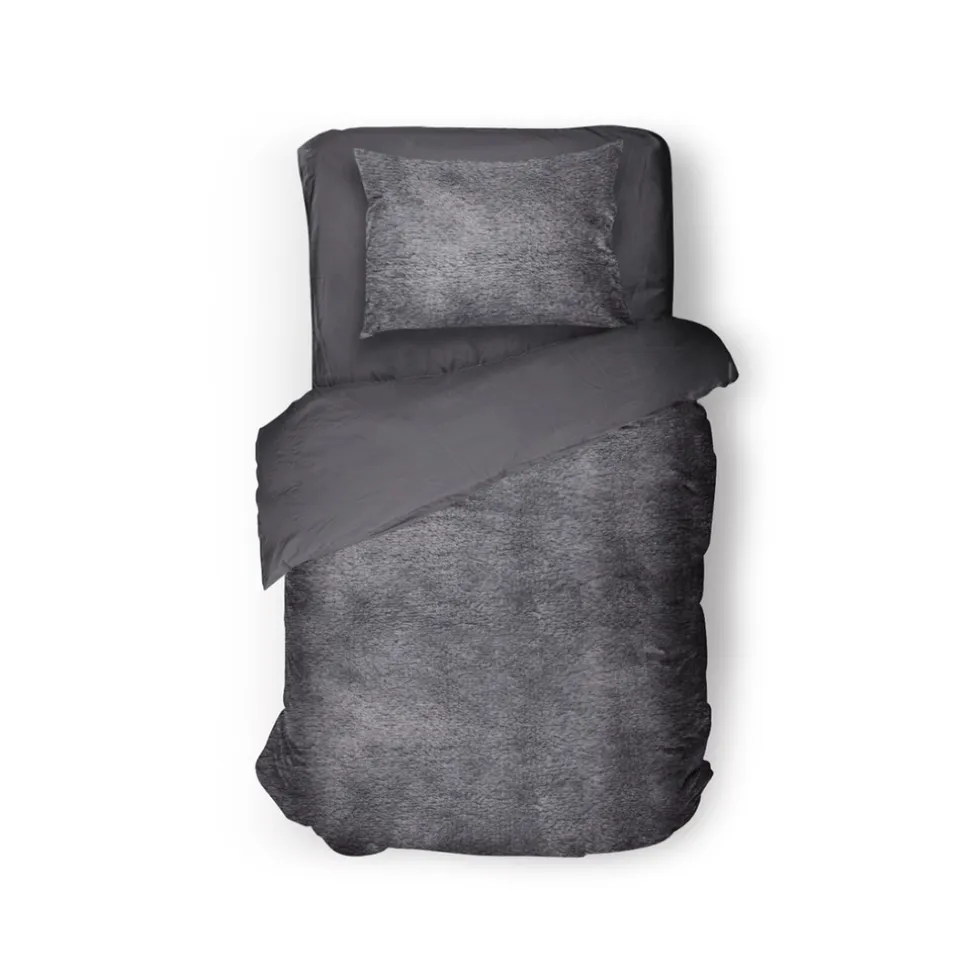 Eleganzzz Dekbedovertrek Flanel Fleece - dark grey 140x200/220cm