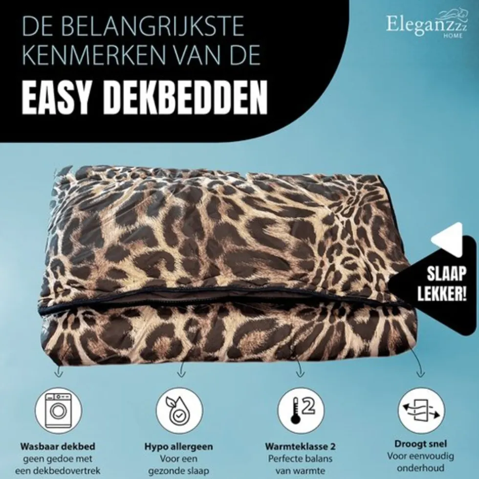 Eleganzzz Eazy Dekbed Zonder Overtrek Microvezel - leopard 240x200