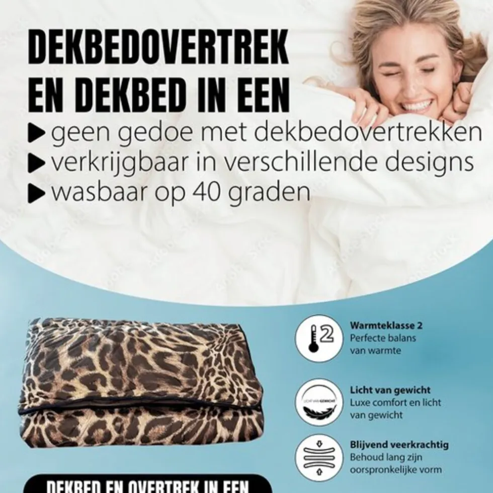 Eleganzzz Eazy Dekbed Zonder Overtrek Microvezel - leopard 240x200