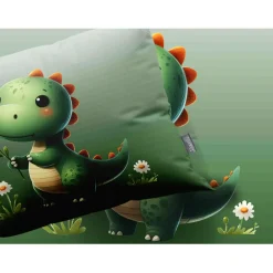 Eleganzzz Kinder Dekbedovertrek Micropercal Sleeposaurus - green 140x220/240cm