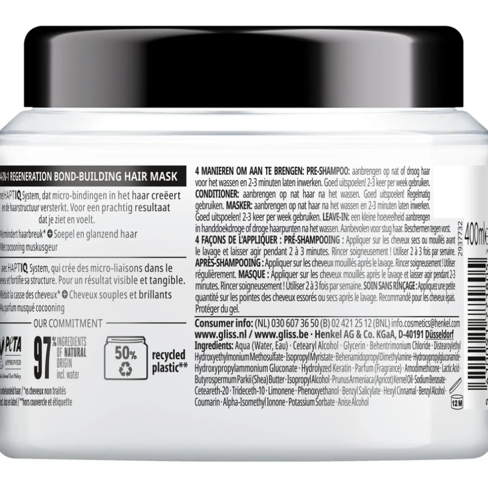 Gliss Total Repair 4-In-1 Regeneration Bond-Building Haarmasker